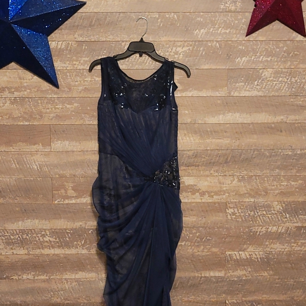 Long Navy Beaded Vintage Gown